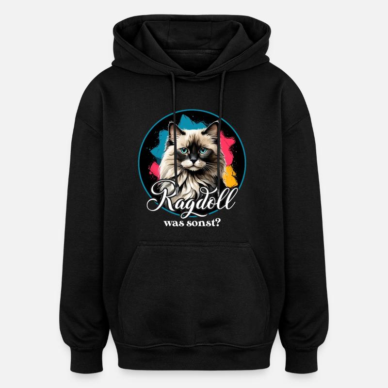 Chat Ragdoll - Sweat à capuche oversize unisexe - noir