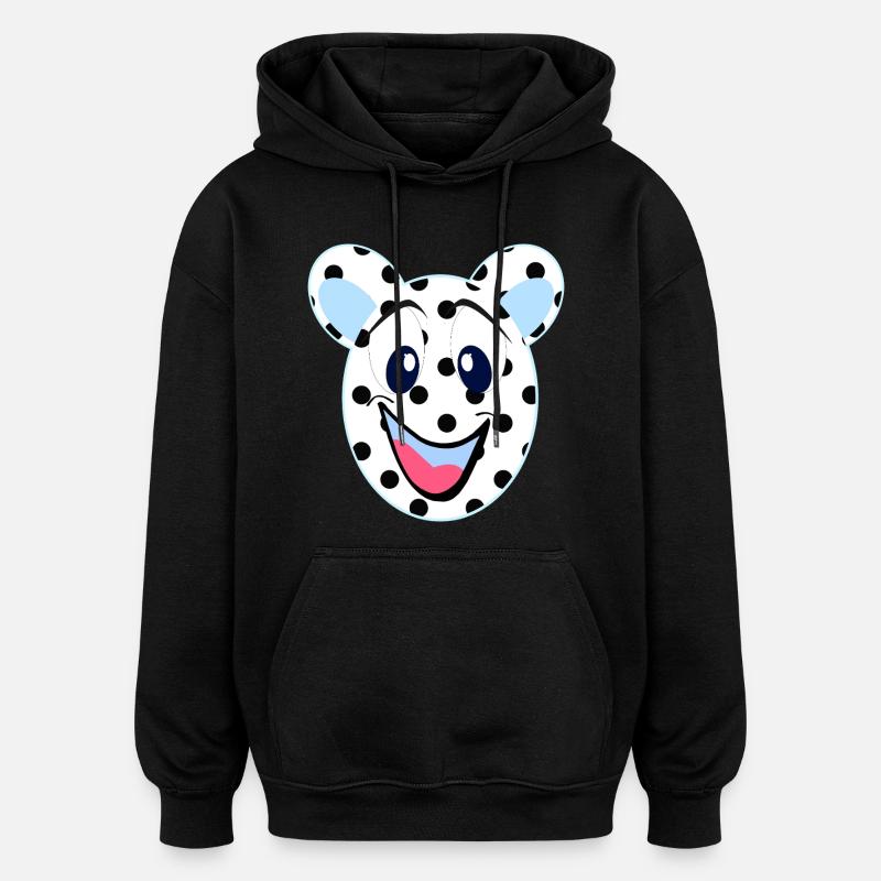 Blauer lachender Bär mit Punkten - Oversized Unisex Hoodie - Schwarz