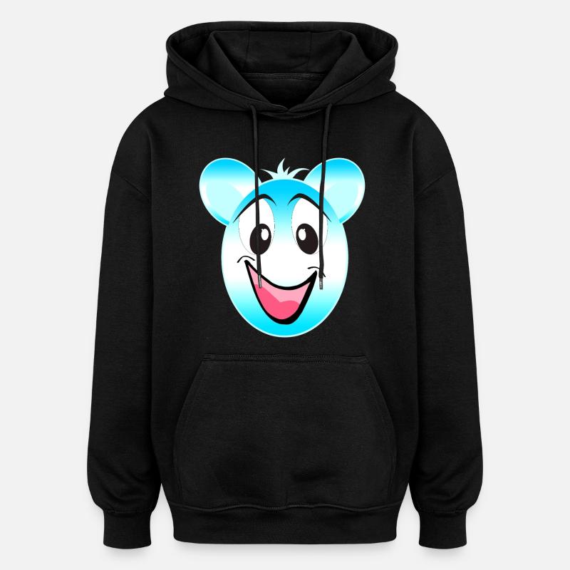 Mascotte joyeuse de l’ours bleu-blanc - Sweat à capuche oversize unisexe - noir