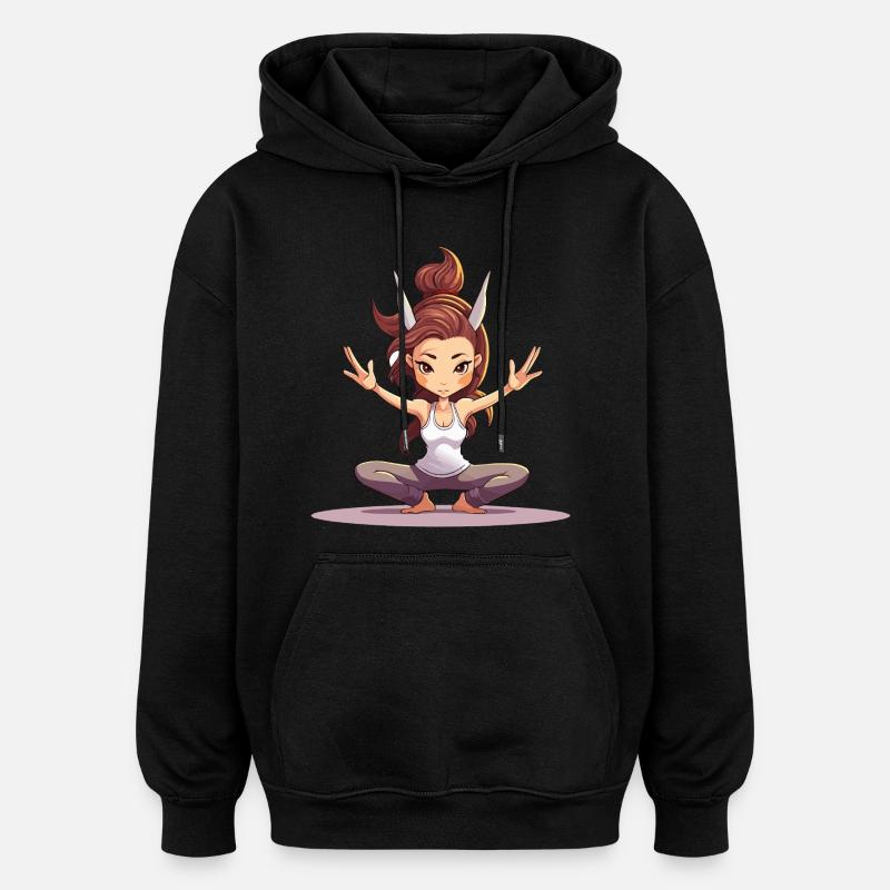 Équilibre du Yogi Dragon - Sweat à capuche oversize unisexe - noir