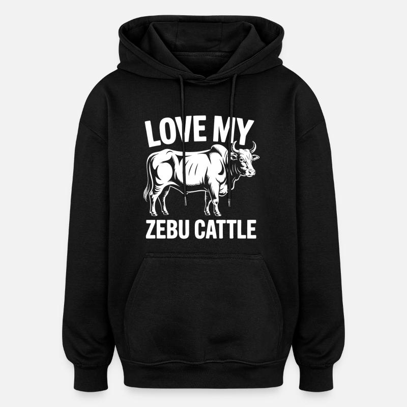 Zebu Cattle Lover Graphic - Oversized Unisex Hoodie - black