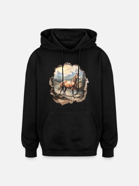 Horse Mountains - Oversized Unisex Hoodie - black