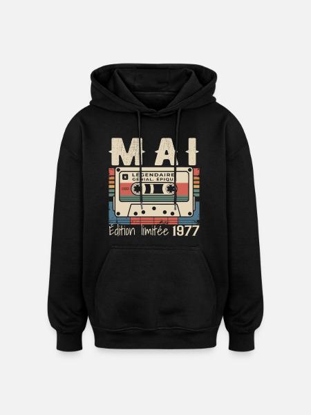 Mai 1977 - Sweat à capuche oversize unisexe - noir