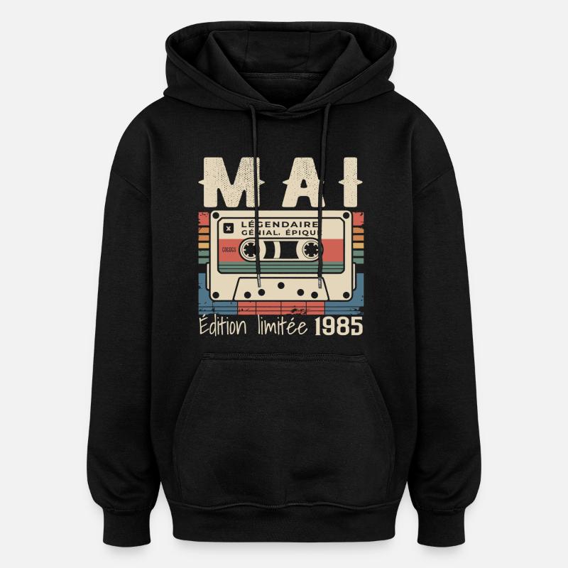 Mai 1985 - Sweat à capuche oversize unisexe - noir