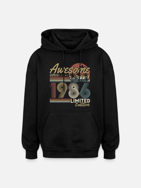 Bursdag i 1986 - Retro gave - Oversized unisex-hettegenser - svart