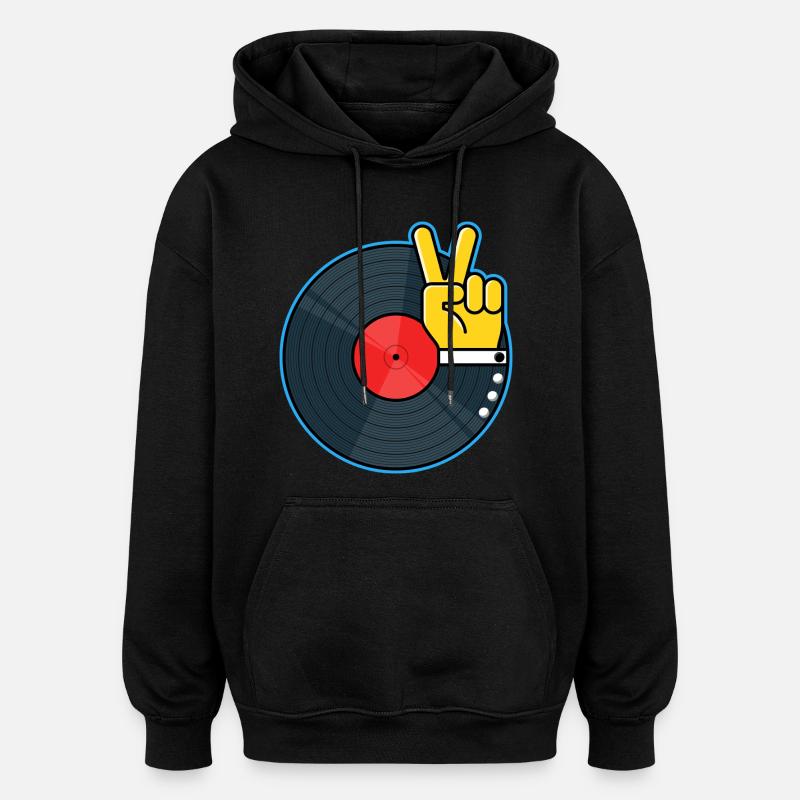 Vinyl Album Hand - Sweat à capuche oversize unisexe - noir