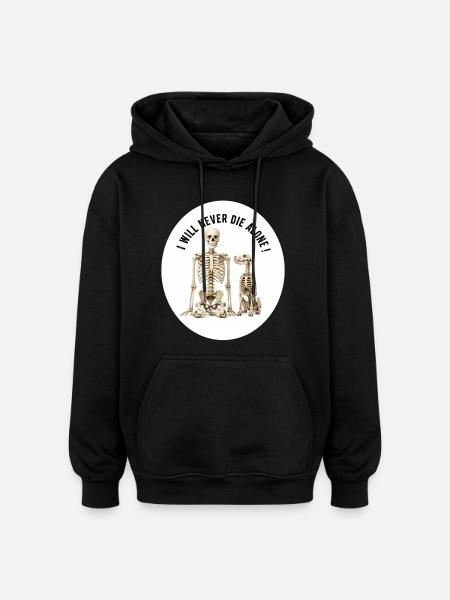 Never Die Alone – Skeleton Duo - Sweat à capuche oversize unisexe - noir