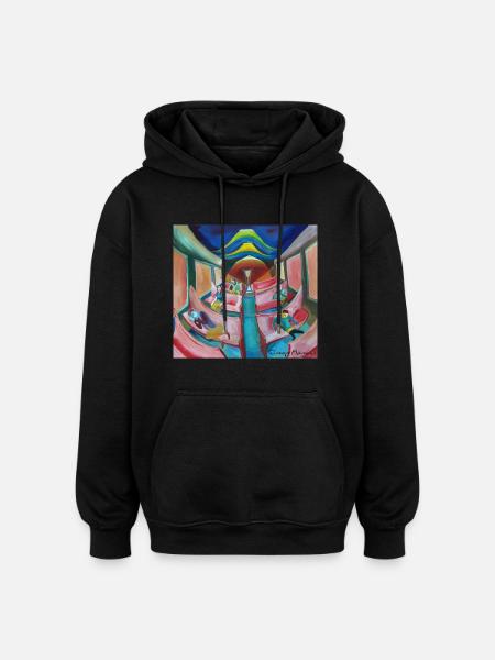 train at night 3 - Oversized Unisex Hoodie - black
