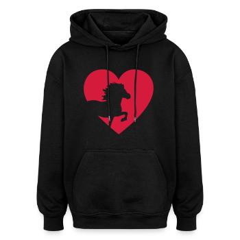 Islandpferd - Oversized Unisex Hoodie - Schwarz - Vorne - Noah (186cm)