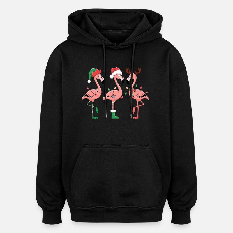 Flamingo Weihnachten - Oversized Unisex Hoodie - Schwarz