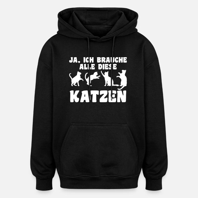 Chat Animal Chats Cadeau - Sweat à capuche oversize unisexe - noir