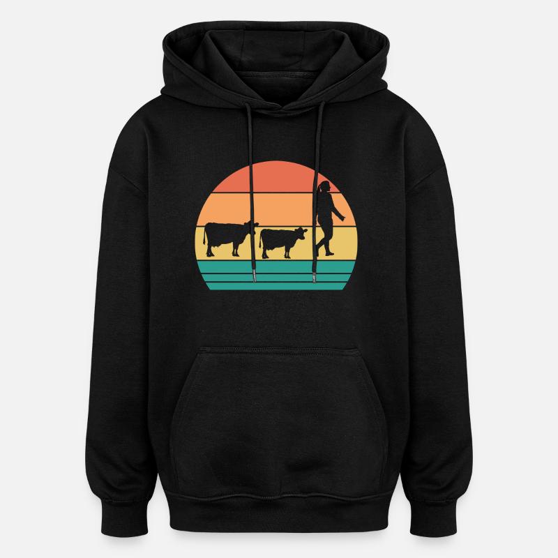Vache Highland Bovins Vaches - Sweat à capuche oversize unisexe - noir