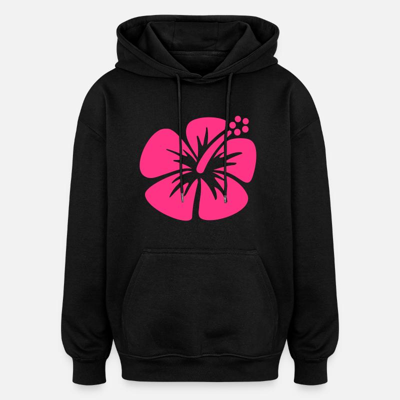 Hibiscus - Sweat à capuche oversize unisexe - noir