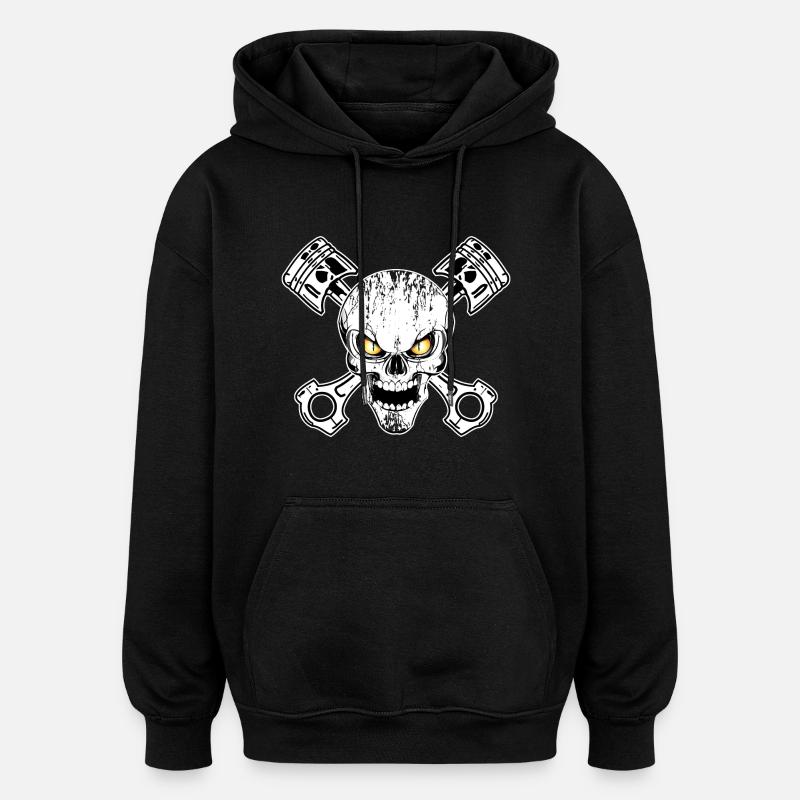 Biker skull 02 - Sweat à capuche oversize unisexe - noir