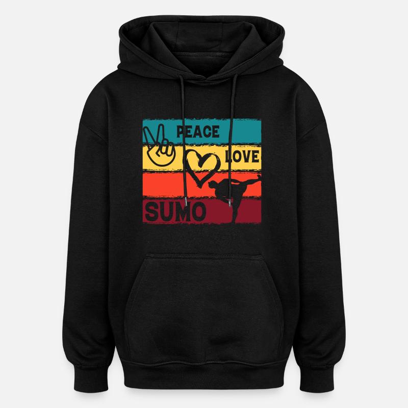 Sumo Paix Amour - Sweat à capuche oversize unisexe - noir