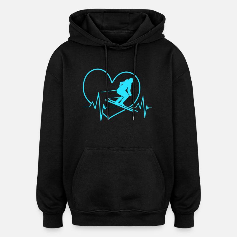 Séjour ski ski - Sweat à capuche oversize unisexe - noir