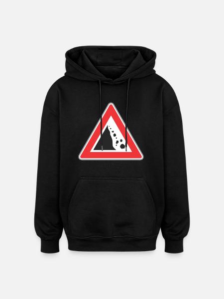 Road sign Stone fall - Oversized Unisex Hoodie - black