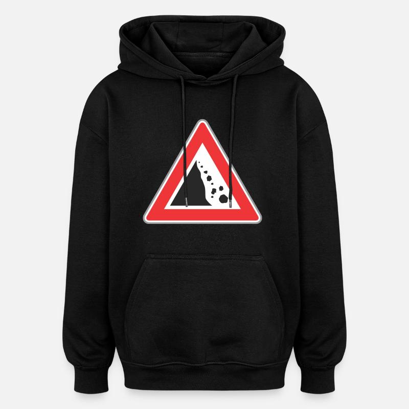 Road sign Stone fall - Oversized Unisex Hoodie - black