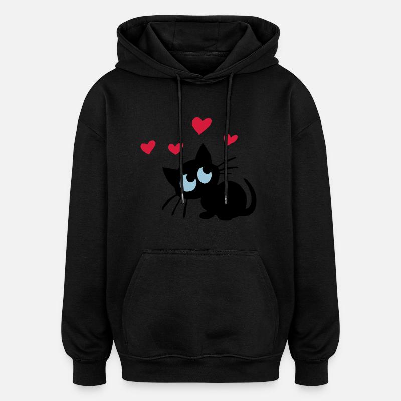 chatons de coeur - Sweat à capuche oversize unisexe - noir