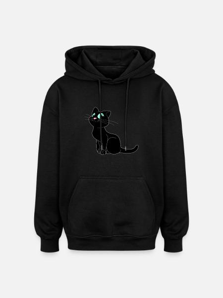 chat - Sweat à capuche oversize unisexe - noir