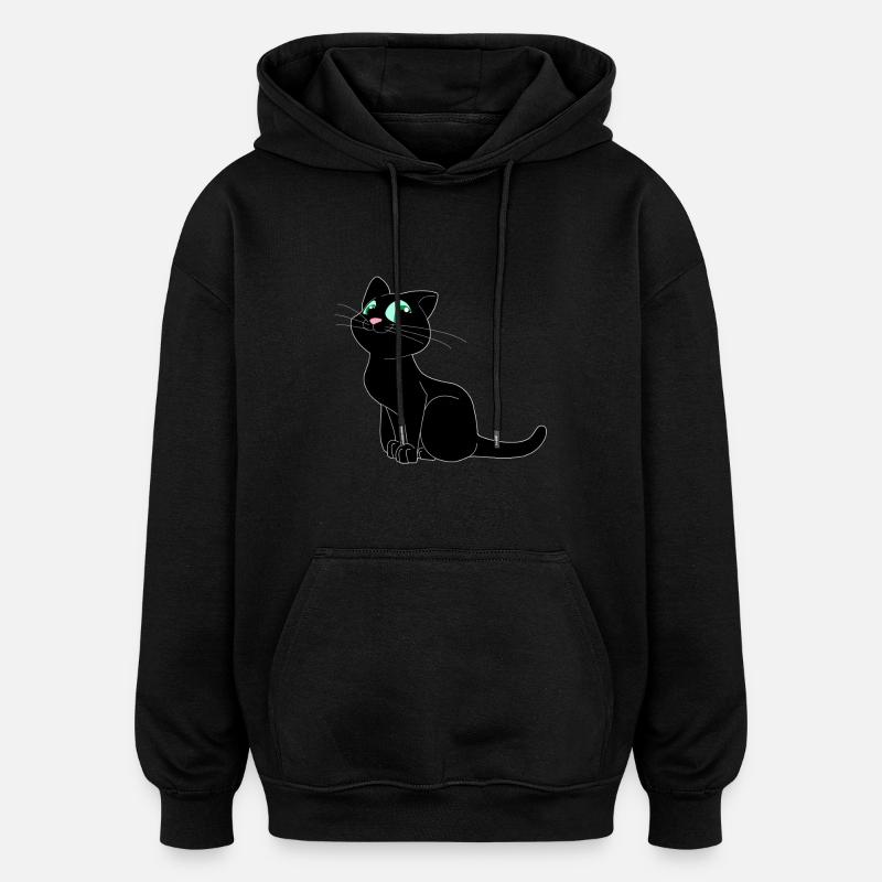 Katze - Oversized Unisex Hoodie - Schwarz
