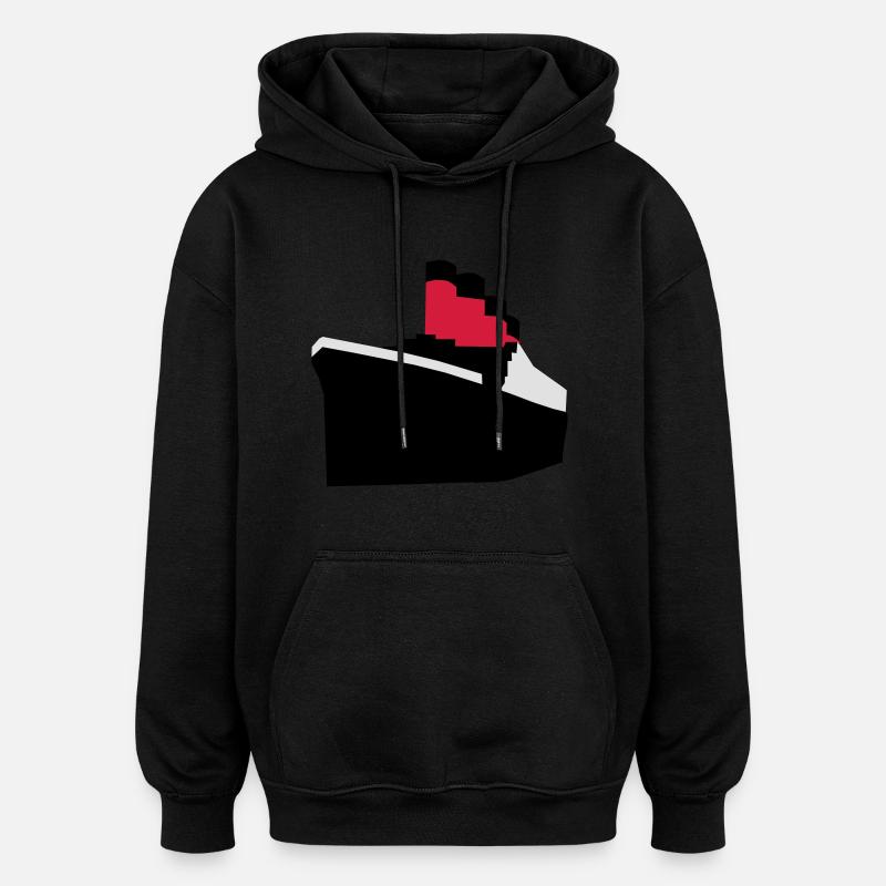 Liner vecteur océan - Sweat à capuche oversize unisexe - noir