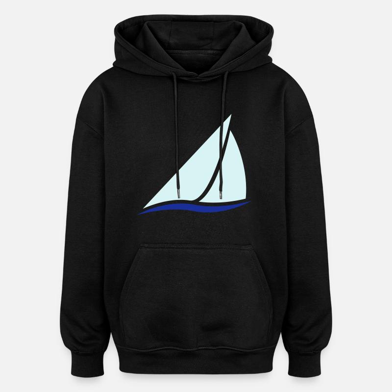 Sailing Boat Logo - Oversized Unisex Hoodie - black