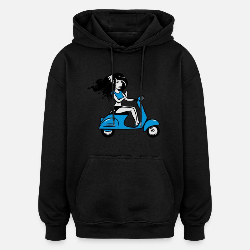 motorroller mädchen sexy - Oversized Unisex Hoodie - Schwarz