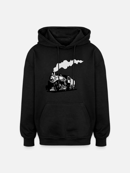 dampflok railroad locomotive romance - Oversized Unisex Hoodie - black