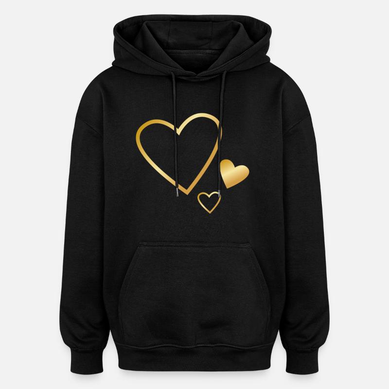 3 cœurs d’or - Sweat à capuche oversize unisexe - noir
