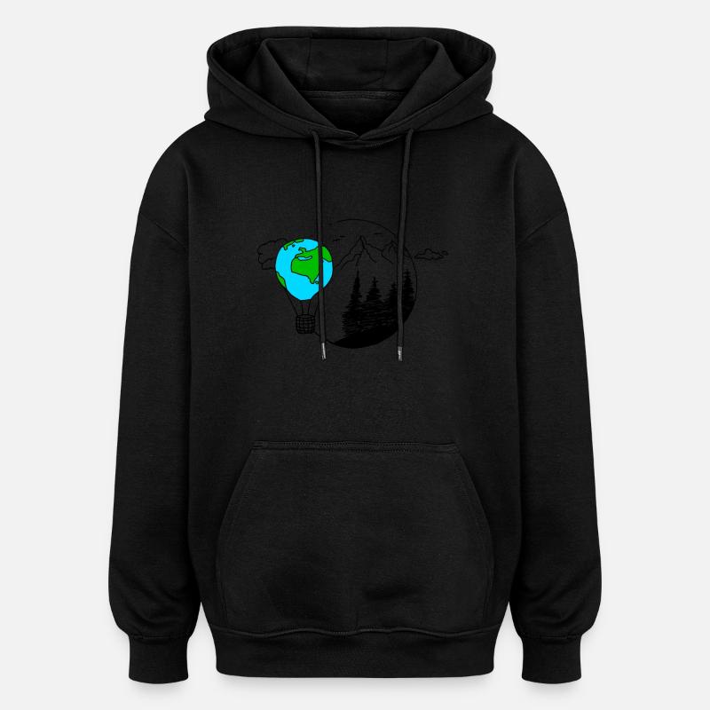 Globe Mountains - Oversized Unisex Hoodie - black