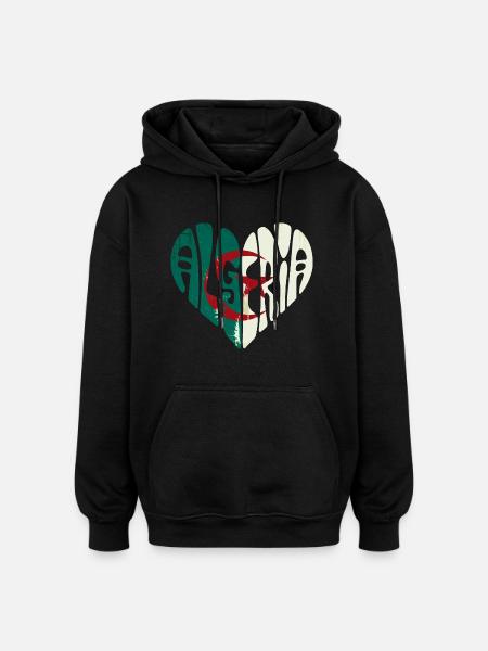 Algeria in my heart - Oversized Unisex Hoodie - black