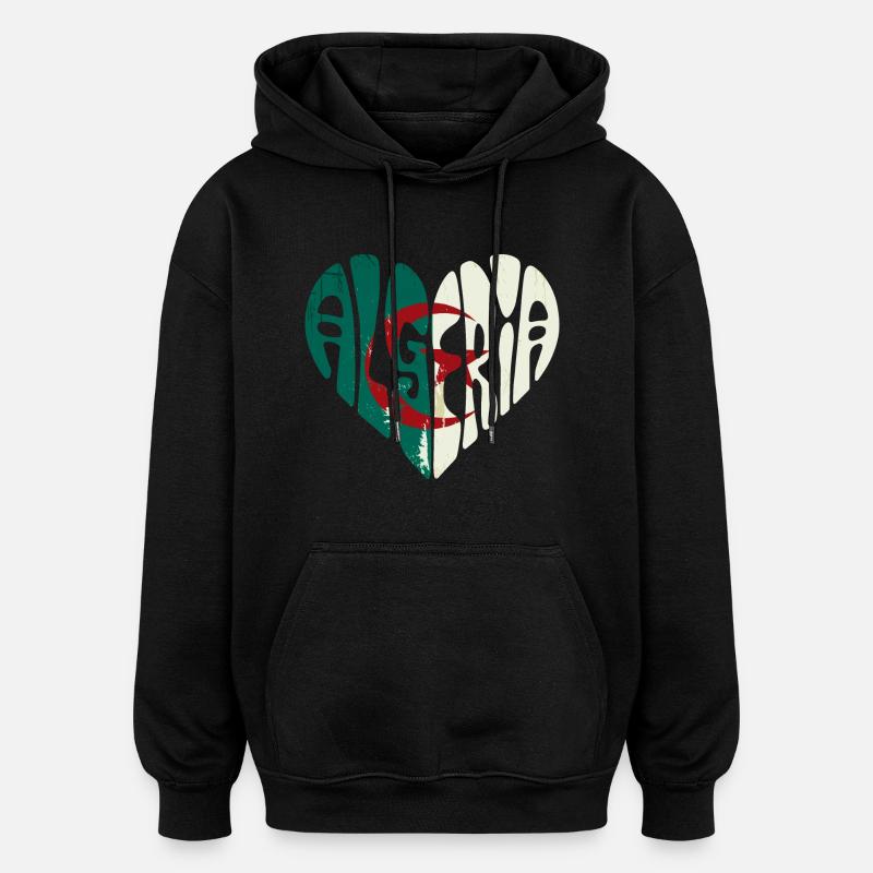 L'Algérie Dans Mon Cœur - Sweat à capuche oversize unisexe - noir