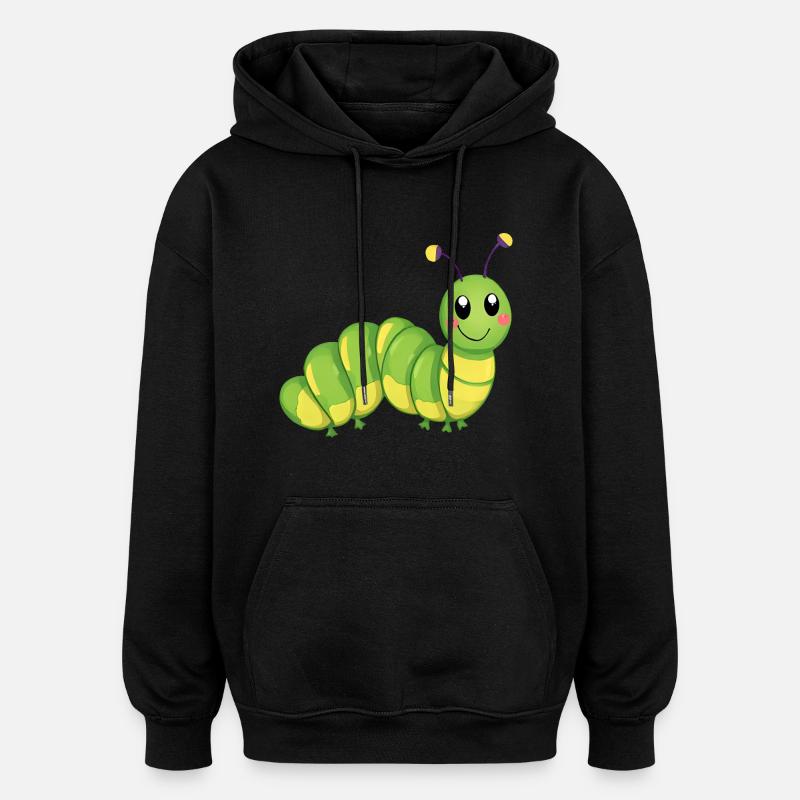 Lächelnde Raupe - Oversized Unisex Hoodie - Schwarz