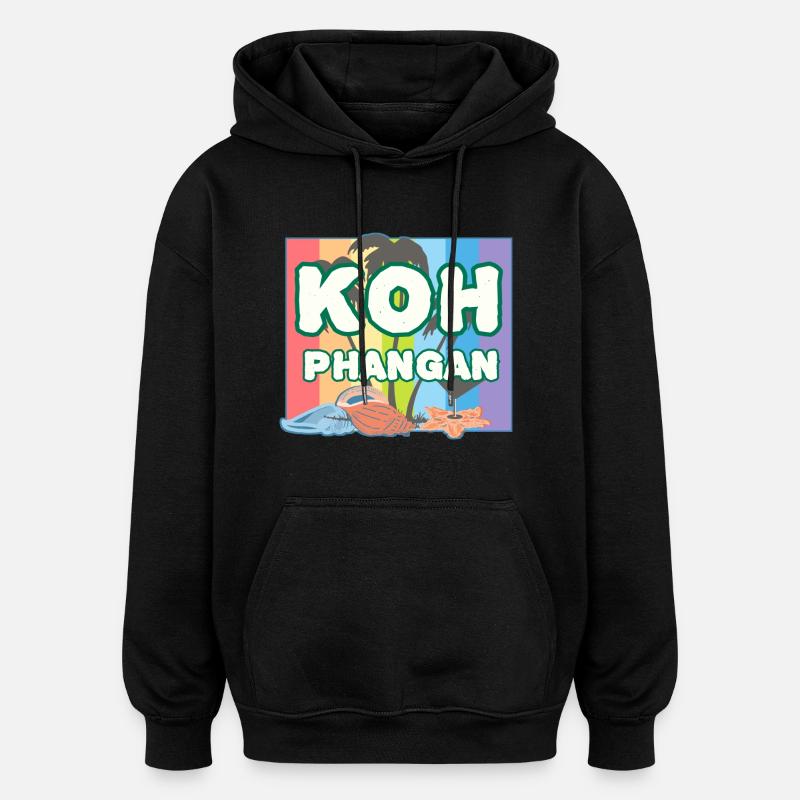 Arc-en-ciel K8h Phangan - Sweat à capuche oversize unisexe - noir