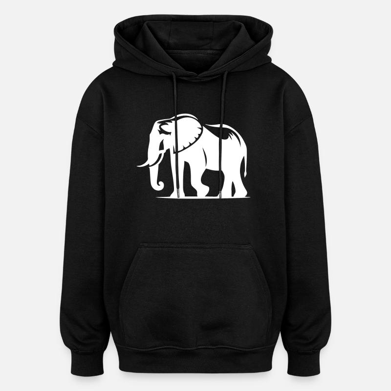 Grande silhouette d’éléphant avec défenses - Sweat à capuche oversize unisexe - noir