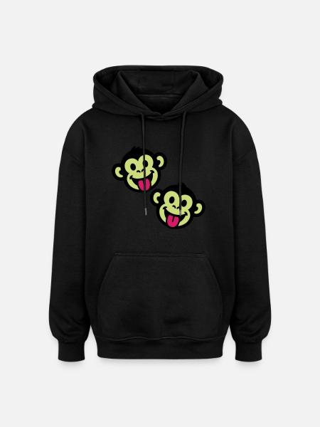 Monkey Funny - Oversized Unisex Hoodie - black