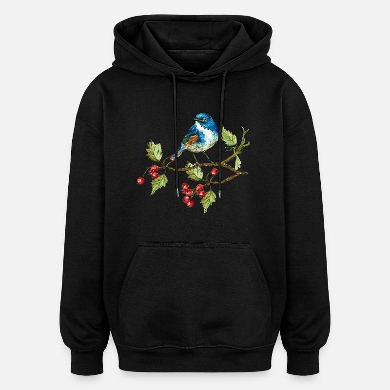 Bunter Vogel - Oversized Unisex Hoodie - Schwarz
