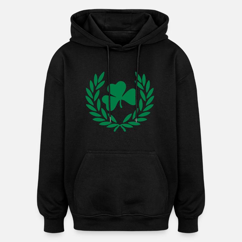 fleur de trèfle couronne - Sweat à capuche oversize unisexe - noir