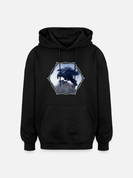 Muninn - Oversized Unisex Hoodie - Schwarz