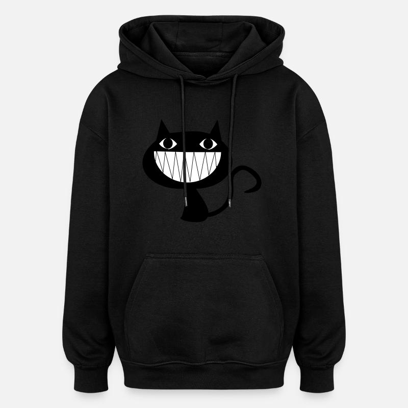 Chat souriant - Sweat à capuche oversize unisexe - noir