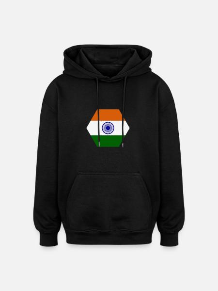 india flag - Oversized Unisex Hoodie - black
