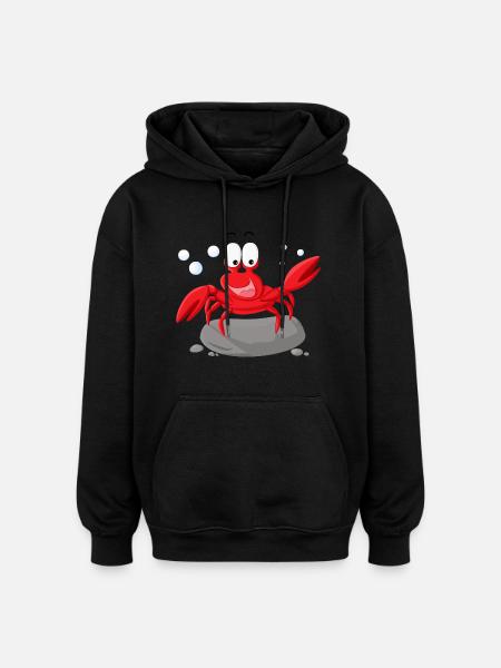 Krabbe Meer-Serie - Oversized Unisex Hoodie - Schwarz