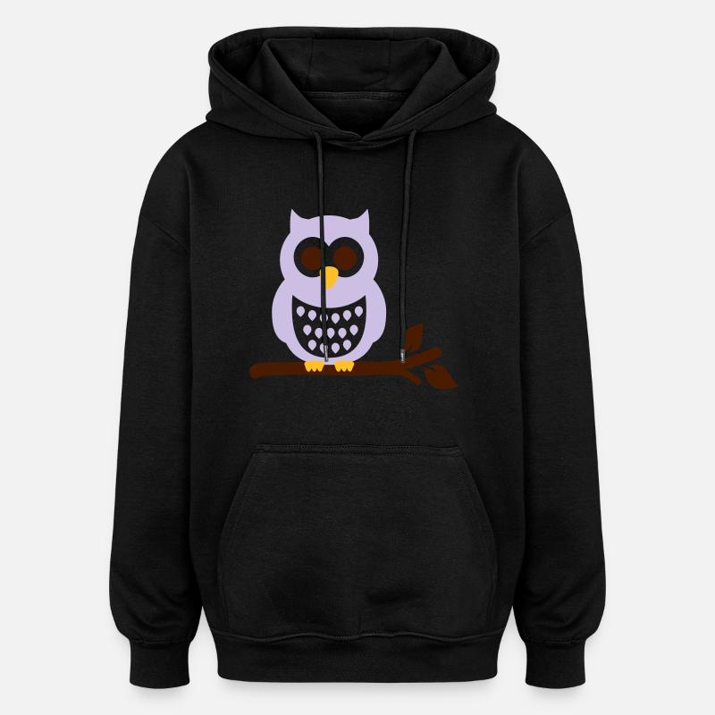 Chouette Hibou - Sweat à capuche oversize unisexe - noir