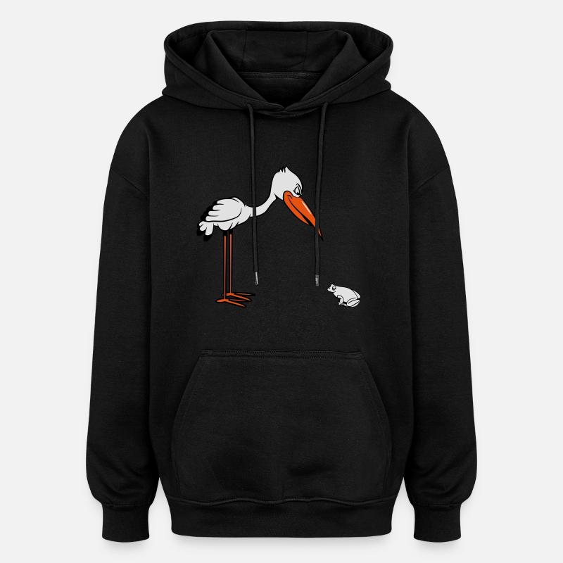 Stork frog funny - Oversized Unisex Hoodie - black