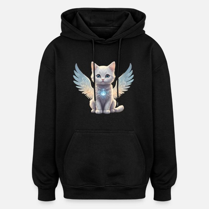 Engels-Katze - Oversized Unisex Hoodie - Schwarz