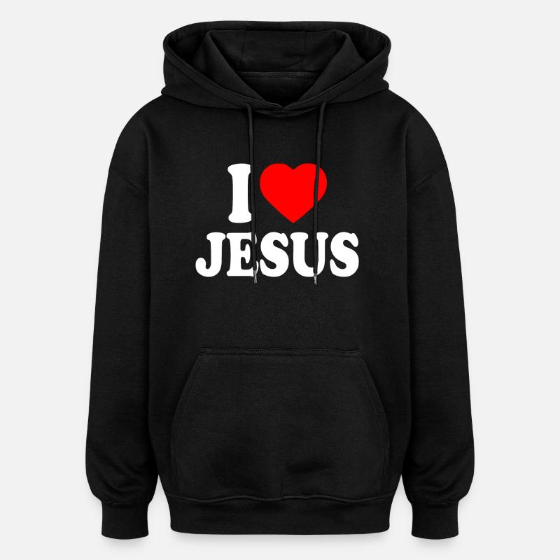 I love jesus - Sweat à capuche oversize unisexe - noir