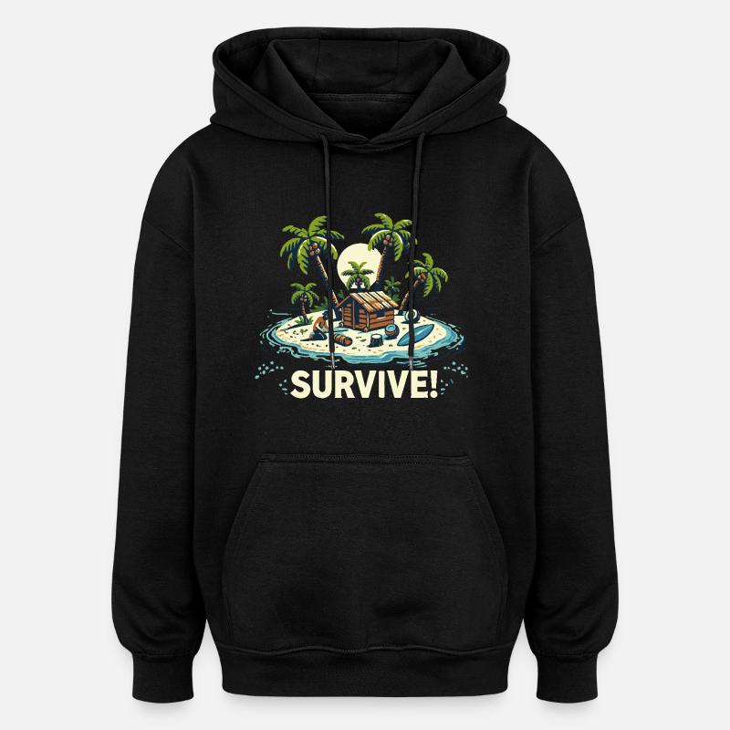 VACANCES SUR L’ÎLE - Sweat à capuche oversize unisexe - noir