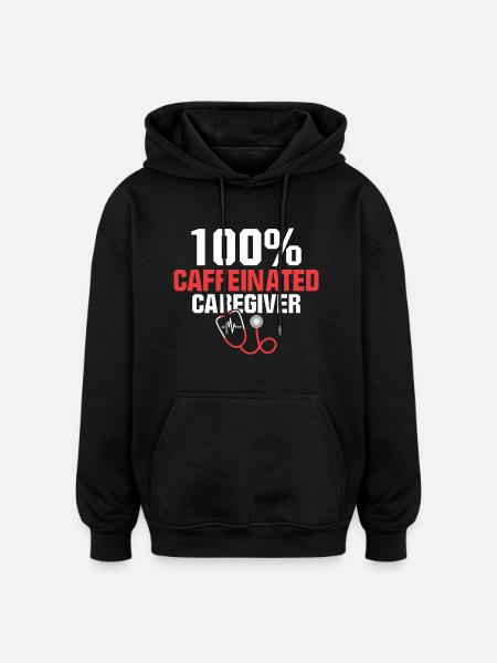 100 % caféiné Aidant aidant - Sweat à capuche oversize unisexe - noir