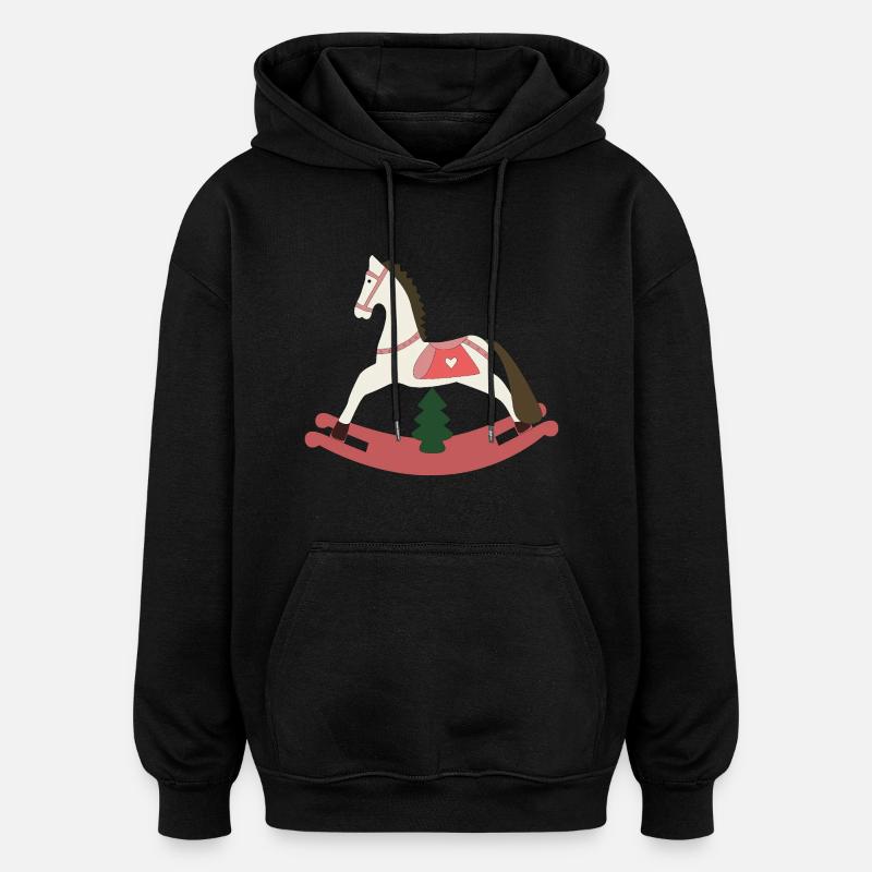 Cheval à bascule Noël - Sweat à capuche oversize unisexe - noir